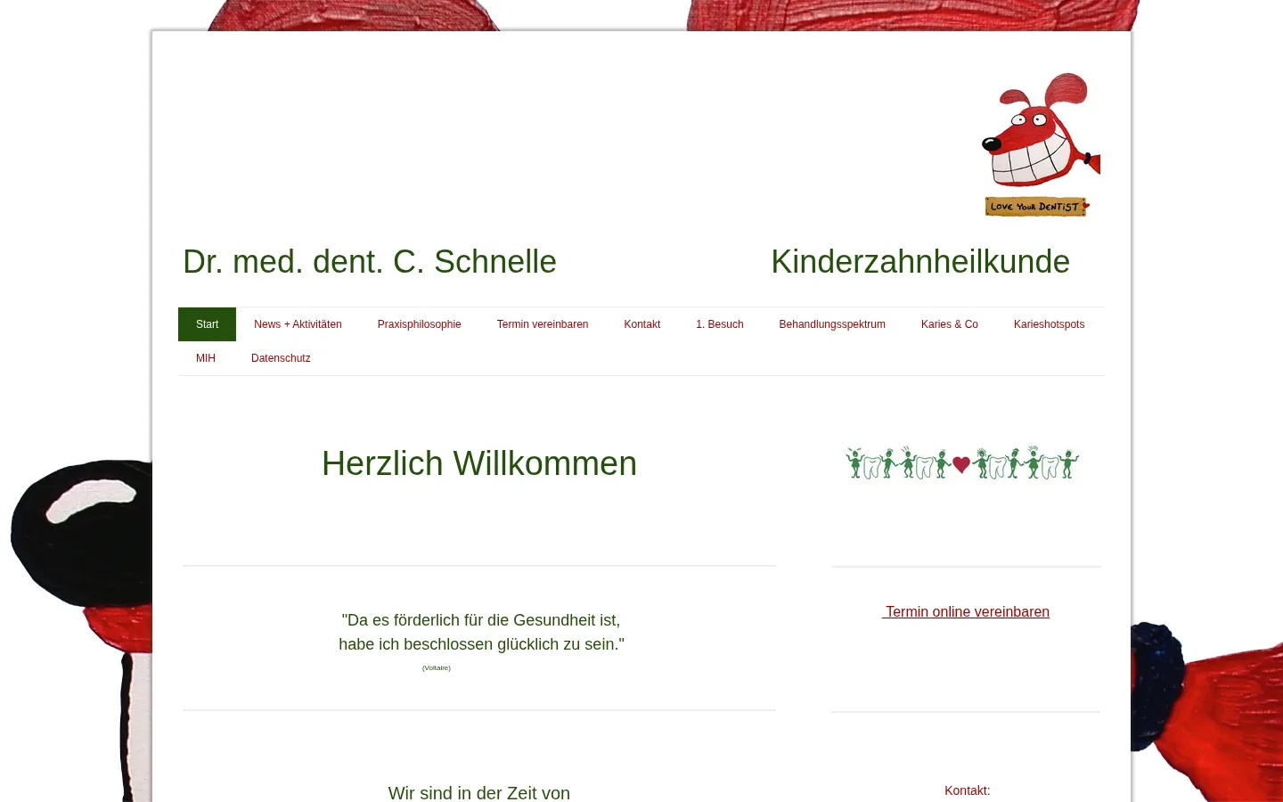 Bisherige Baukasten-Website der Kinderzahnarztpraxis Dr. Schnelle